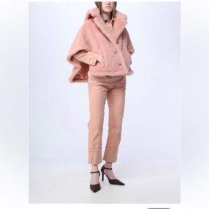 MaxMara Blush Pink Fuzzy cropped teddy Coat ML NWT